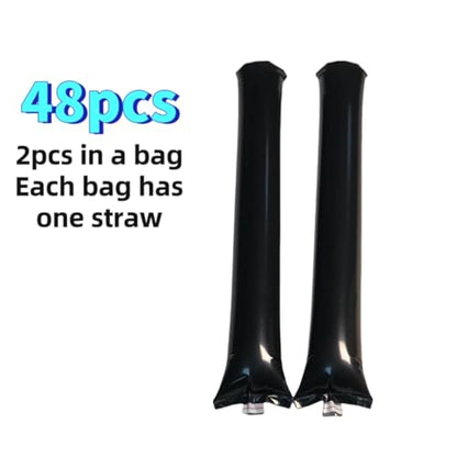 48pcs Round Head Boom Sticks Thunder Sticks Cheering Sticks Team Spirit Plastic Cheerleading Spirit Stick Clapper Inflatable Noise Maker Sports Supply (Black) - color: Black