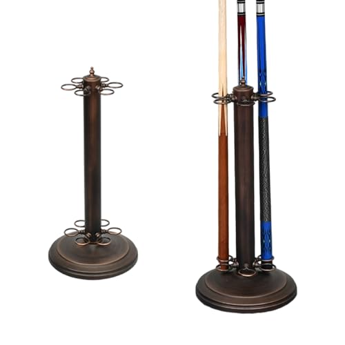 Billiard Cue Rack Pool Stick Holder Billiard Cue Rack Holds Sticks Floor Stand Rack, Premium Holder, (Cues, Balls and Ball not Included) Accessories for Games Bar Club -Bronze||6 Holes - color: Bronze