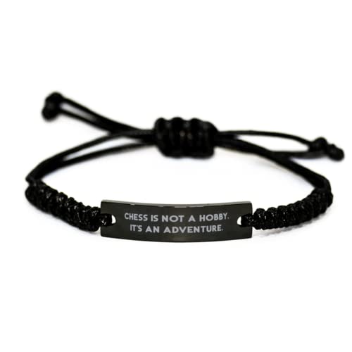 Fun Chess Black Rope Bracelet, Chess is not a Hobby. It's an Adventure, Unique Gifts for Men Women