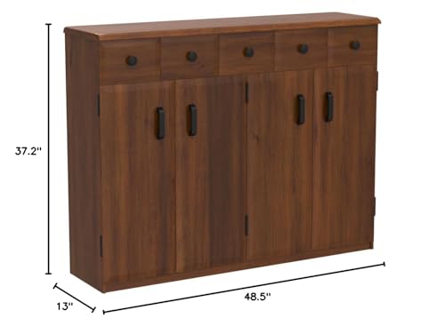 Venture Horizon Media Cabinet with Drawers- Walnut - color: Walnut