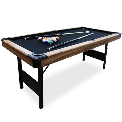 Seydrey 6-Foot Portable Foldable Pool Table with All Accessories – Compact Billiards Table for Home, Game Room, Apartment - color: Single Wood