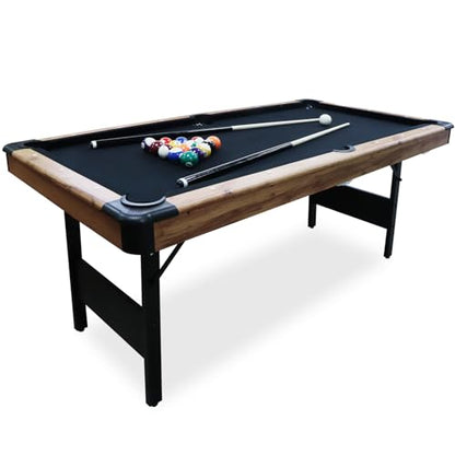 Seydrey 6-Foot Portable Foldable Pool Table with All Accessories – Compact Billiards Table for Home, Game Room, Apartment - color: Single Wood