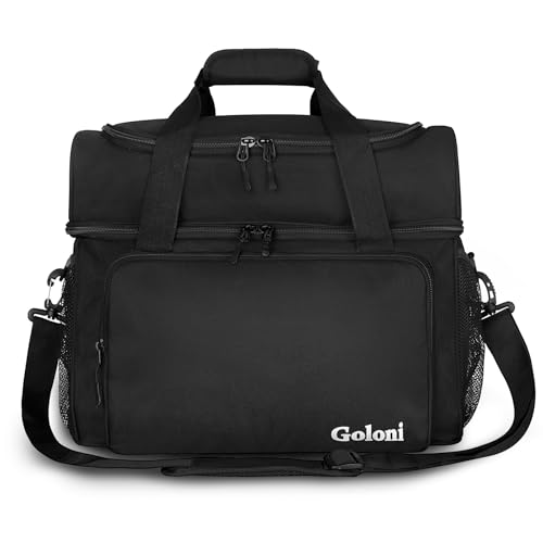 Goloni 2 Balls Bowling Bag with Ball Holder - Fits Bowling Shoes Up to Mens Size 16 and Accessories - color: Black