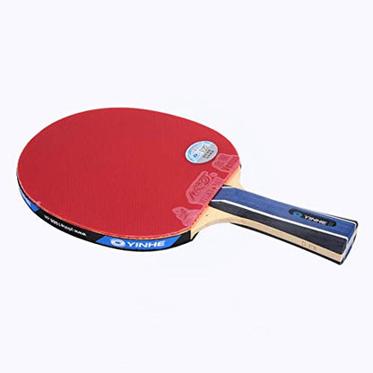 Professional Table Tennis Bat 5 Layers of Wood 2 Layers of Carbon Fiber Ping Pong Racket for Intermediate and Advanced/As Shown/Short Handle - size: Long handle
