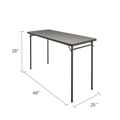 COSCO 20" x 48" Vinyl Top Folding Table, Black - color: Black