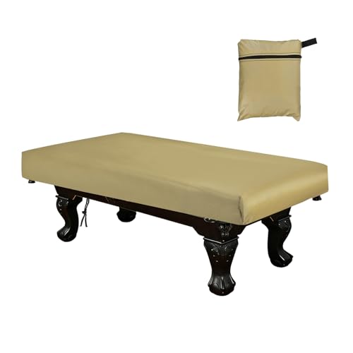 Billiard Pool Table Cover, Waterproof Dustproof Billiards Accessories with Storage Bag, 7 ft & Oxford & Silver-Plated & Beige - Fitting for(Snooker Billiard Table/Outdoor/Indoor) - color: Beige, size: 7ft