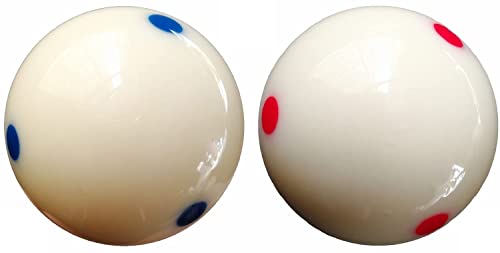 Loto AAA-Grade PRO Cup Standard Pool-Billiard Cue Ball with 6 Dots (2-1/4'', 6 oz) (Blue + Red)