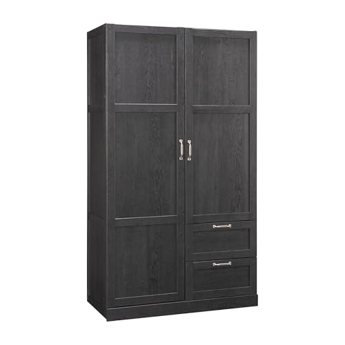 Sauder Miscellaneous Storage Armoire with Drawers, Raven Oak Finish - color: Raven Oak Finish