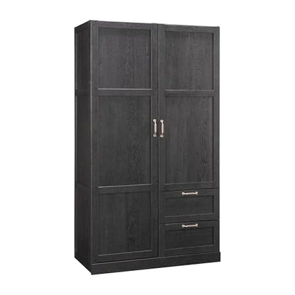 Sauder Miscellaneous Storage Armoire with Drawers, Raven Oak Finish - color: Raven Oak Finish