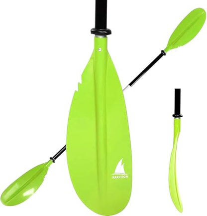 Karltion Kayak Paddle - Adjustable 2 Pieces Aluminum Alloy Shaft with Glass Fiber Blade for Surfing,Oar Fishing Easy Packable Travel - color: Green, size: 86"-1 paddle