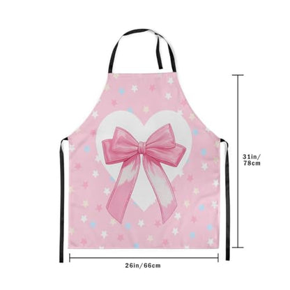 Manfei Blue Bowknot Kids Kitchen Apron - color: Pink