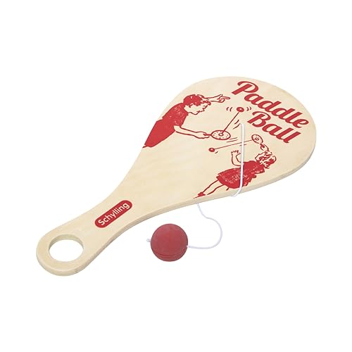 Schylling Paddle Ball - Classic Game Made with Real Wood - Ages 5 and Up - One Piece
