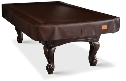 Heavy Duty Leatherette Billiard Pool Table Cover, Waterproof & Tearproof Cover for Pool Table 7/8/9FT 9Feet-Chestnut - color: Chestnut, size: 9FT-(112"LX 62"WX 8“H)