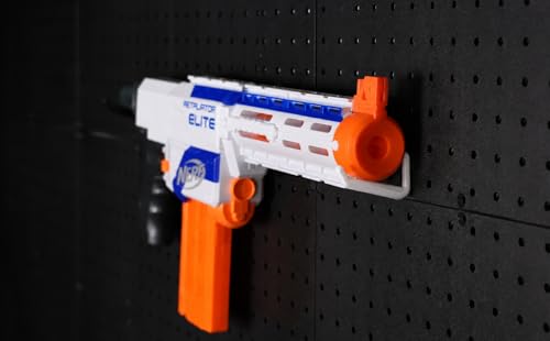WallPeg Nerf Organizer Accessories – Pegboard Bins and Jumbo Peg Hooks Set – 6 Large Cobalt Blue Storage Bins & 20 Jumbo Peg Hooks – Nerf Storage System for Blasters, & Darts – Made in USA