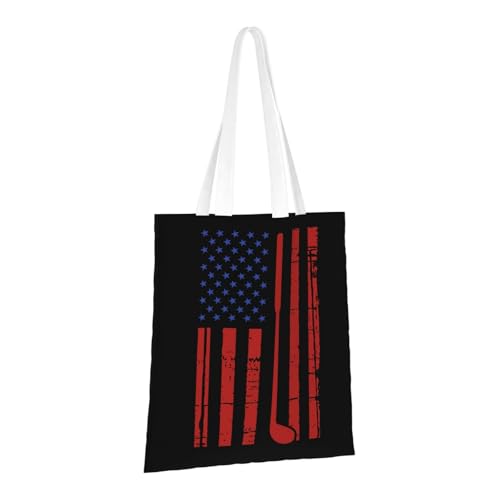 NIENIE Disk Golf Usa Flag Tote Bag for Women Shopping Bags Reusable Large Capacity Casual Shoulder Handbags DIY Gift Bags Cute Canvas Tote Bag