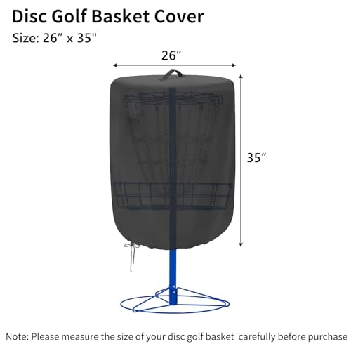 Disc Golf Basket Cover Outdoor Waterproof Chain Universal Flying Disc Golf Practice Basket Covers Dustproof Anti-UV 26" D x 35" H Black