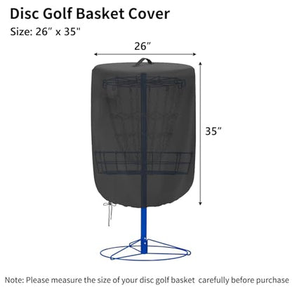Disc Golf Basket Cover Outdoor Waterproof Chain Universal Flying Disc Golf Practice Basket Covers Dustproof Anti-UV 26" D x 35" H Black