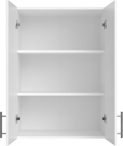 24 x 33 Inch Wall Cabinet Set of 2, Kitchen Wall Mounted Wooden Storage Cabinet, Double Door Cabinet with Soft Close, Metal Handle, Adjustable Shelf for Kitchen Laundry Bathroom Garage, White - color: White