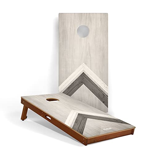 Elakai Retro Woody Series Premium Regulation Cornhole Boards 2x4 - color: Silver Chevron