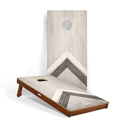 Elakai Retro Woody Series Premium Regulation Cornhole Boards 2x4 - color: Silver Chevron