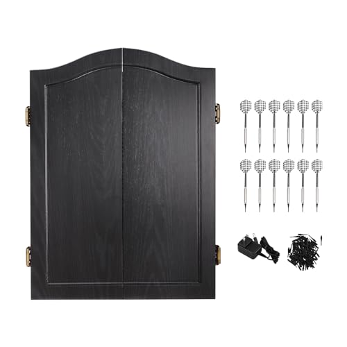 Electronic Dart Board for Adults, Soft Tip Digital Dartboard with Cabinet, Automatic Scoring, 27 Games 243 Variations, Wall-Mounted Dart Set for Home, Game Room, Bar (Black)