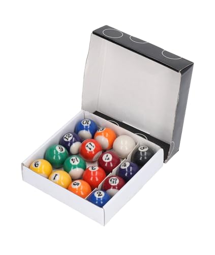 Mini Billiard Balls, 16 Pool Balls Set, 1-1/4" Pool Table Billiards, Resin Mini Billard Pool Balls, Cue Ball Training Ball, Pool Table Accessories for Beginners & Professional, Kids Table Game Toy