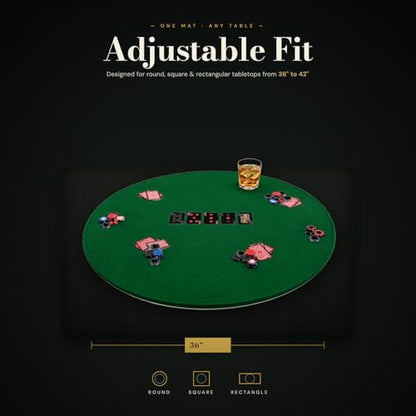 Altatac Felt Card Poker Table Cover 36-42 inches Green Stretch Elastic Fitted Bridge Card, Mahjong, Dominoes and Casino Game Night Table Topper Table Cloth Protector