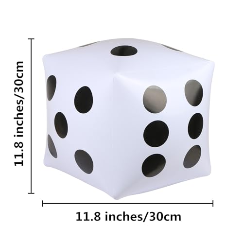 11.8 inch Giant Inflatable Dice for Lawn Outdoor Floor Pool Beach Party (White)