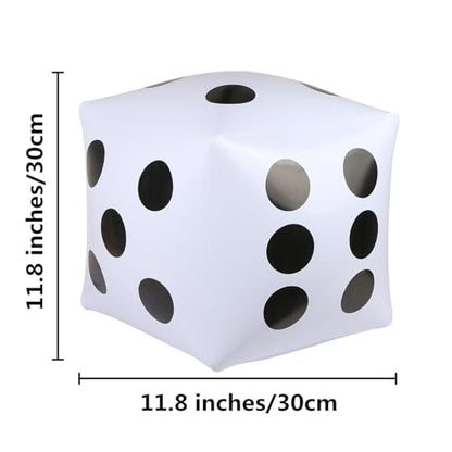 11.8 inch Giant Inflatable Dice for Lawn Outdoor Floor Pool Beach Party (White)