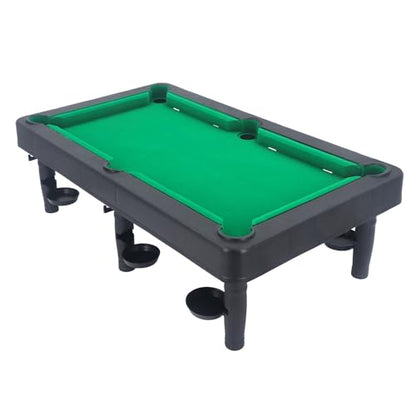 Mini Pool Table, Compact 19x11 Inch Miniature Pool Table Set Sturdy Plastic Construction with 2 Cue Sticks 11 Balls Rack for Family Kids Adults Indoor Games