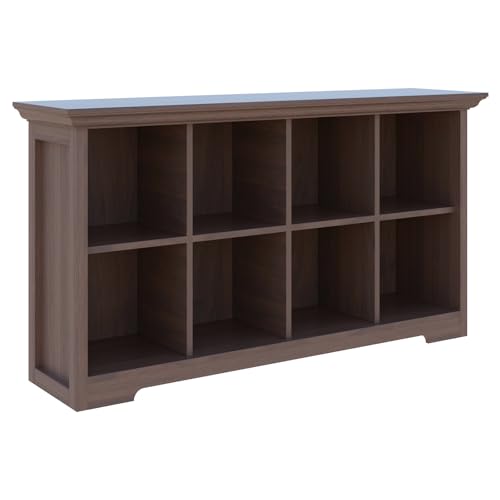 OSCHF Cube Shelf Bookcase with Base - Wooden 2 Tiers Floor Standing Low Storage Cabinet for Home and Office, 8-Cube Lattice Bookshelf, Walnut - color: Walnut, size: 8-Cube
