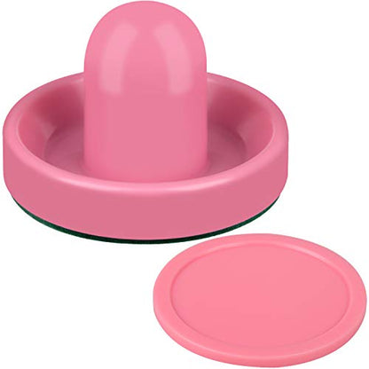 ONE250 Air Hockey Pushers and Red Air Hockey Pucks, Goal Handles Paddles Replacement Accessories for Game Tables (4 Striker, 4 Puck Pack) - color: Pink & Pink