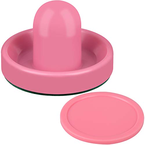 ONE250 Air Hockey Pushers and Red Air Hockey Pucks, Goal Handles Paddles Replacement Accessories for Game Tables (4 Striker, 4 Puck Pack) - color: Pink & Pink