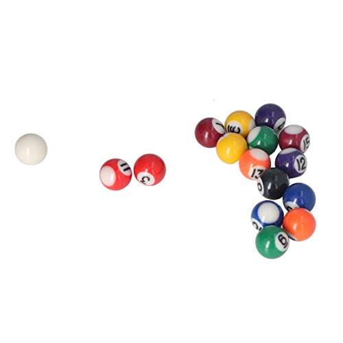 Mini Billiard Ball, 25mm Complete 16 Balls Set Ball, Resin Pool Style Table Accessories Prevents Off Tracking for Tables