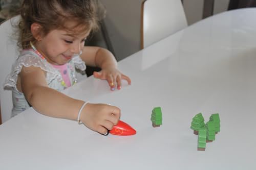 Jack Rabbit Creations Santa Bowling Game 6 Piece Wooden Playset- Includes Christmas Tree Shaped Pins and Pull-Back Sled Car- Develops Hand Eye Coordination & Motor Skills- Kids 3+