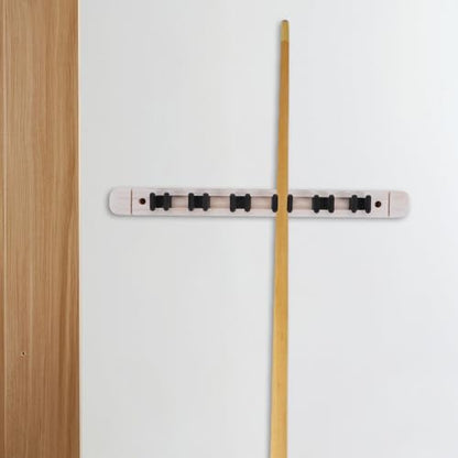 Toyvian Wall Mounted Pool Cue Rack Solid Wood Billiard Stick Holder White 6-cue Storage Organizer for Game Room and Billiards Accessories