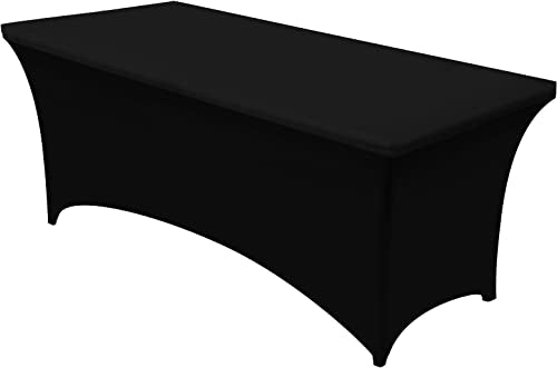 Utopia Kitchen Spandex Tablecloth 1 Pack [8FT, Black] Tight, Fitted, Washable and Wrinkle Resistant Stretch Rectangular Patio Table Cover for Event, Wedding, Banquet & Parties [96Lx30Wx30H Inch] - color: Black, size: 8 Feet - 1 Pack