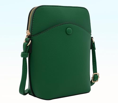 Solene Small Crossbody Bag with Gold Hardware, Mini Shoulder Purse with Adjustable Strap - color: Kelly Green