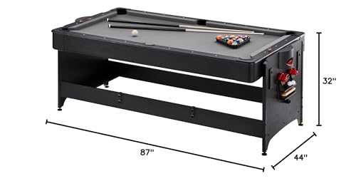 Fat Cat Original 3-in-1 7 Foot Pockey Multi Game Table, Air Hockey Table, Pool Table, and Table Tennis Combo with Accessories - color: Grey