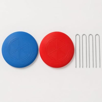 Outdoor Games for Adults Backyard Camping, Toss Game Set, Blue Red, for Family Beach Tailgate - style: 2 soft frisbees (18CM) + targe