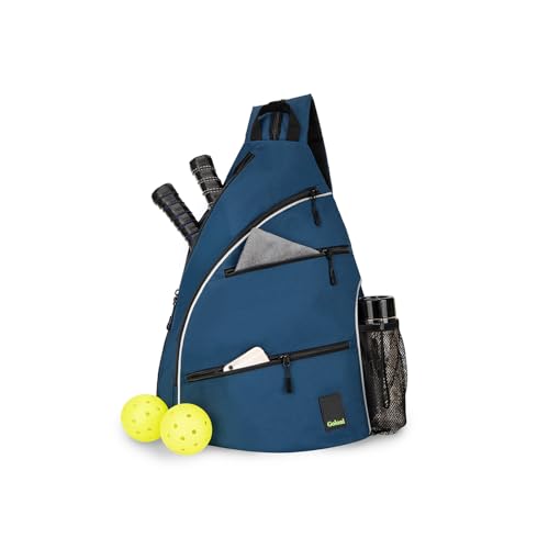Goloni Pickleball Bag for Women Men, Convertible Pickleball Backpack Sling Bag with Fence Hook, Waterproof Polyester Paddle Bag with Multiple Compartments - color: Blue