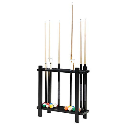Hathaway Classic Floor Billiard Pool Cue Rack, Finish, 10.25"L x 29"W x 28.25"H, Black