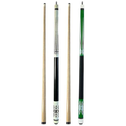 HMQQ 58 Inch Pool Cue Sticks Set, 2/4/6 Pack 20 oz 2-Piece Billiard Cues with 13mm Leather Tips, Matching House Cue Set for Adults, Home Tables, Bars & Group Play - size: Set of 2