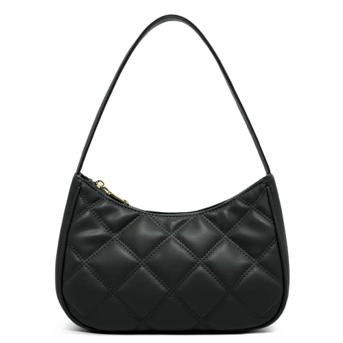 CYHTWSDJ Shoulder Bags for Women, Cute Hobo Tote Handbag Mini Clutch Purse with Zipper Closure - color: Black Lg
