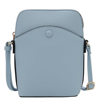 Solene Small Crossbody Bag with Gold Hardware, Mini Shoulder Purse with Adjustable Strap - color: Light Blue