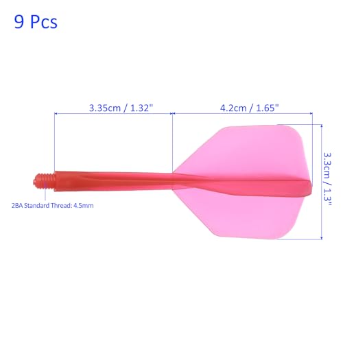 M METERXITY Integrated Dart Shaft and Flights-One Piece Dart Accessories Durable Anti-Fall Apply to Soft Tip Darts and Steel Tip Dart - color: Red