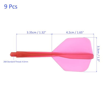 M METERXITY Integrated Dart Shaft and Flights-One Piece Dart Accessories Durable Anti-Fall Apply to Soft Tip Darts and Steel Tip Dart - color: Red
