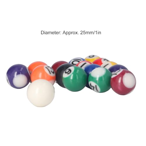 Mini Billiard Ball Set, Precision Balanced Durable Rolling Balls for Game Rooms Bars Polyester Resin 25mm 16 Pack