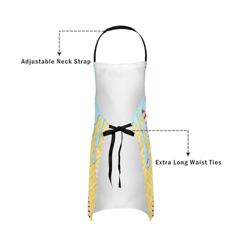 Castle Fairy Ice Cream Drip Baseball Kids Kitchen Apron - color: Pink Yellow