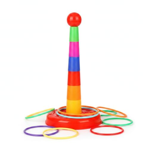 Colorful Toss Game Set 4-6, Throwing Toss Toy for Outdoor Games & Carnival Games, Birthday Party Activity, Bagged Set with 12 Rings (4 Small, 4 Medium, 4 Large)